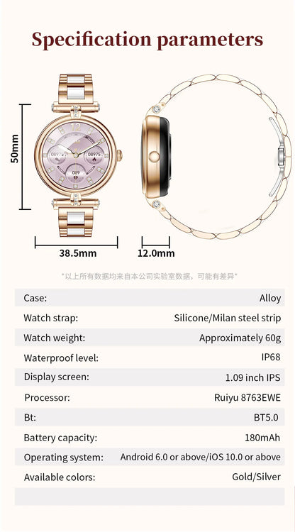 Ladies Smart Watch AK62 Women Bluetooth Call Custom Dial Steel Wristwatch Smartband Fitness Sports Tracker Smartwatches