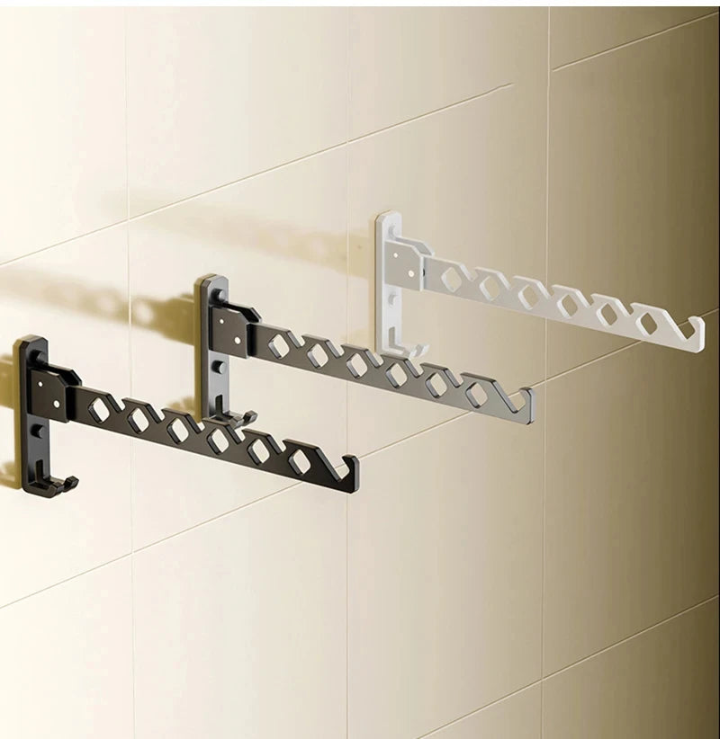 Wall Mounted Clothes Hanger No Punching Folding Drying Racks Collapsible Multi-Purpose Clothes Drying Rack Bathroom Space Saving