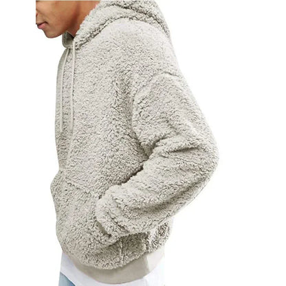 2024 Autumn Winter Men's Tops Plush Hooded Sweater Fashion Solid Warm Hoodies Y2K Streetwear in Hooded Sweatshirts Mens Clothes