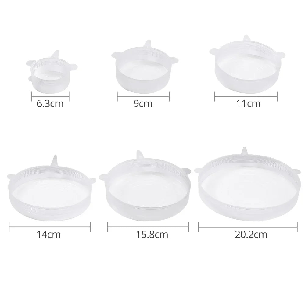 JUSTOOL 12 Pcs Stretchable Silicone Fresh-Keeping Lid For Refrigerator Food Cling Film Bowl Lids Silicone Lid Set Fresh-Keeping
