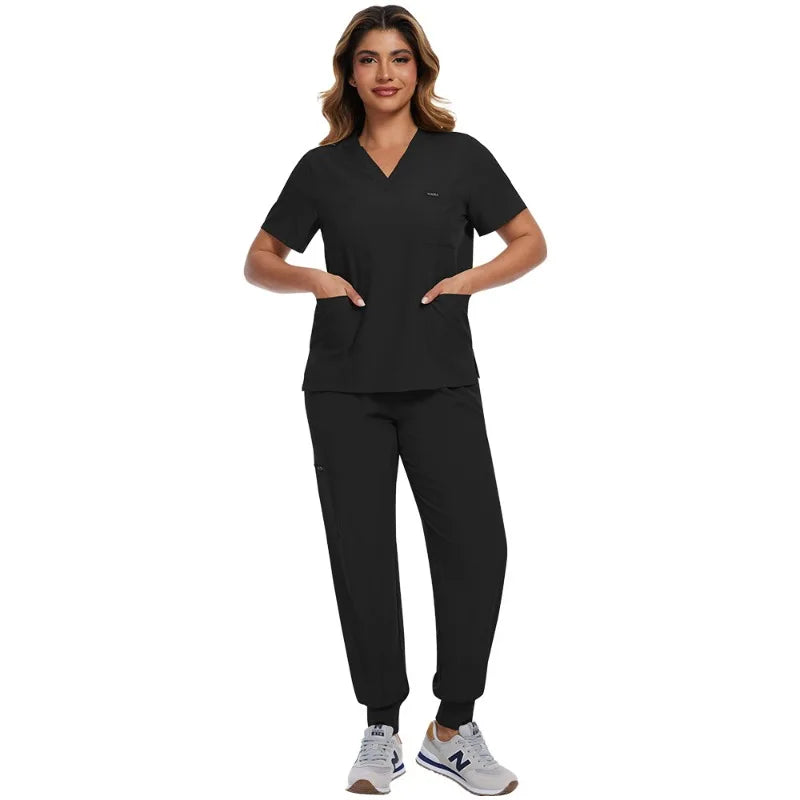 Surgical Scrubs Unisex - Quick-Dry Dental Clinic & ER Workwear Split Set W/Short Sleeve & Anti-Microbial 6 Pockets