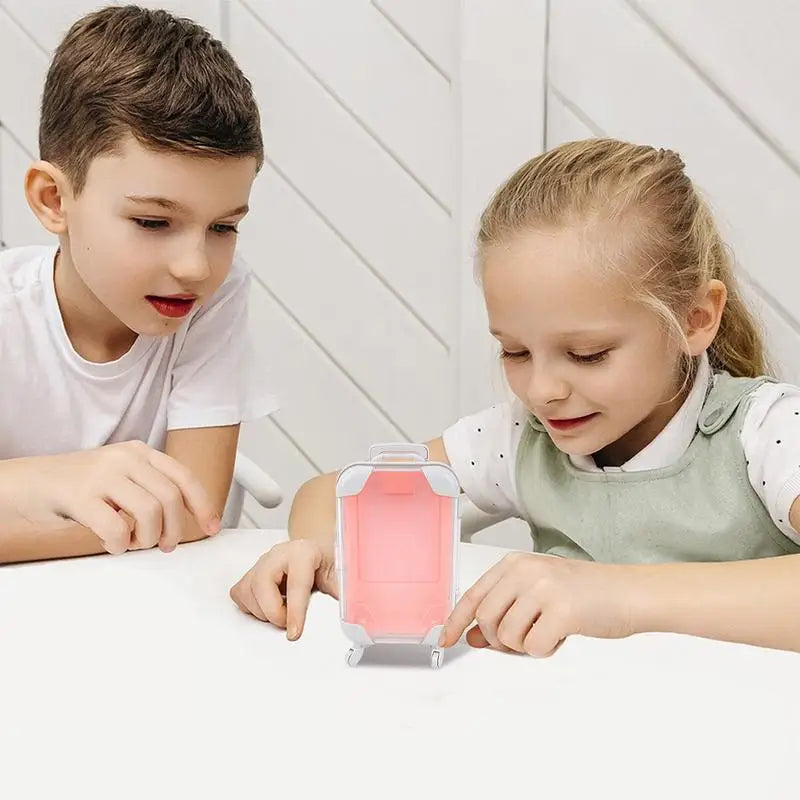 Small travel Suitcase With Wheels Doll Accessories Simulation Pretend Play Toys Portable Storage Containers For Jewelry Candy