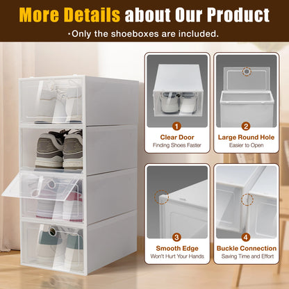 24 Pack Shoe Boxes Clear Shoe Boxes Stackable Shoe Storage Boxes with Lids Clear Plastic Stackable Shoe Organizers For Closet