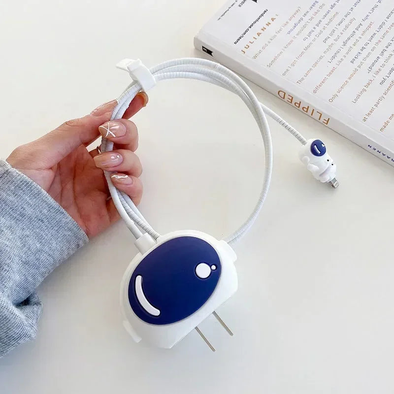 4Pcs Set Cable Protector for iPhone / iPad 18W/20W Charger Protector Case 3D Cartoon Cable Management Phone Wire Cord Organizers