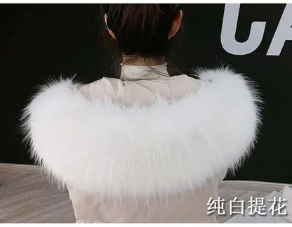 Detachable Faux Fur Collar Extra Large Warm Fake Fur Scarf Wrap Evening Cape For Winter Womens Coat Faux Fur Hood Ttrim Collar