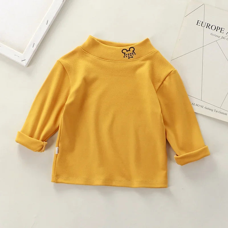 Baby Tops Children Turtleneck Bottoming Shirt for Boys Girls Long Sleeve T Shirts Warm Casual Kids Pullover Child Clothing 2023