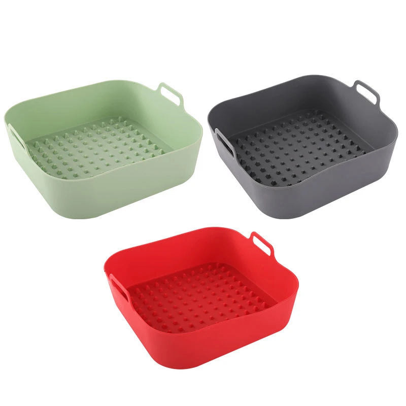 Air Fryer Silicone Pot Thick Reusable Silicone Square Air Fryer Liners Replacement of Parchment Liner Paper Air Fryer Basket