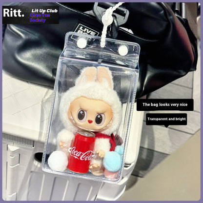 Labubu Fully Transparent Square Walking Bag Labubu Sitting Posture Protective Cover Labubu Protective Cover Display Bag Fashion