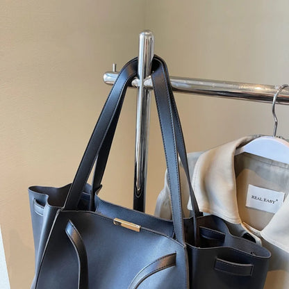 Big Shoulder Hand Commuting Bags for Women Large Capacity Drawstring Bucket Shopping Totes Top-Handle Bag 2025 Latest Handbags