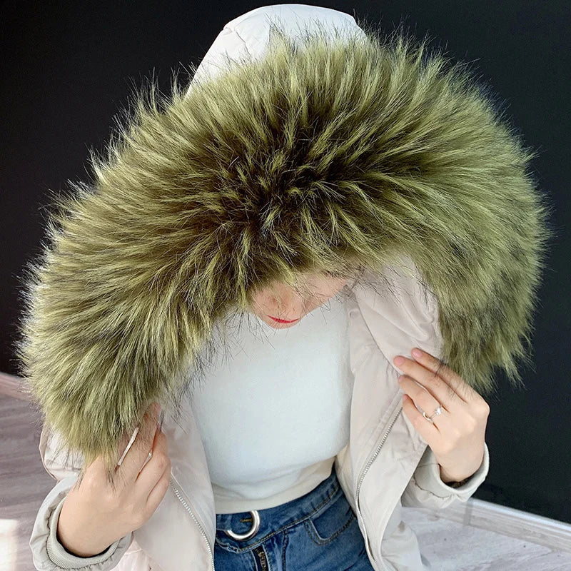 Detachable Faux Fur Collar Extra Large Warm Fake Fur Scarf Wrap Evening Cape For Winter Womens Coat Faux Fur Hood Ttrim Collar