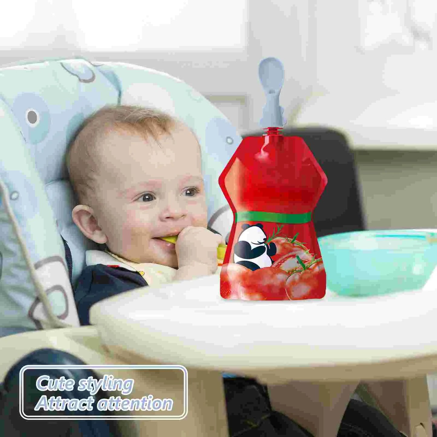 4 Pcs Baby Bag Spoon Set Silicone Food Pouch Attachment Baby Tableware Infant Feeding Supplies Dessert Spoons Sugar Spoons