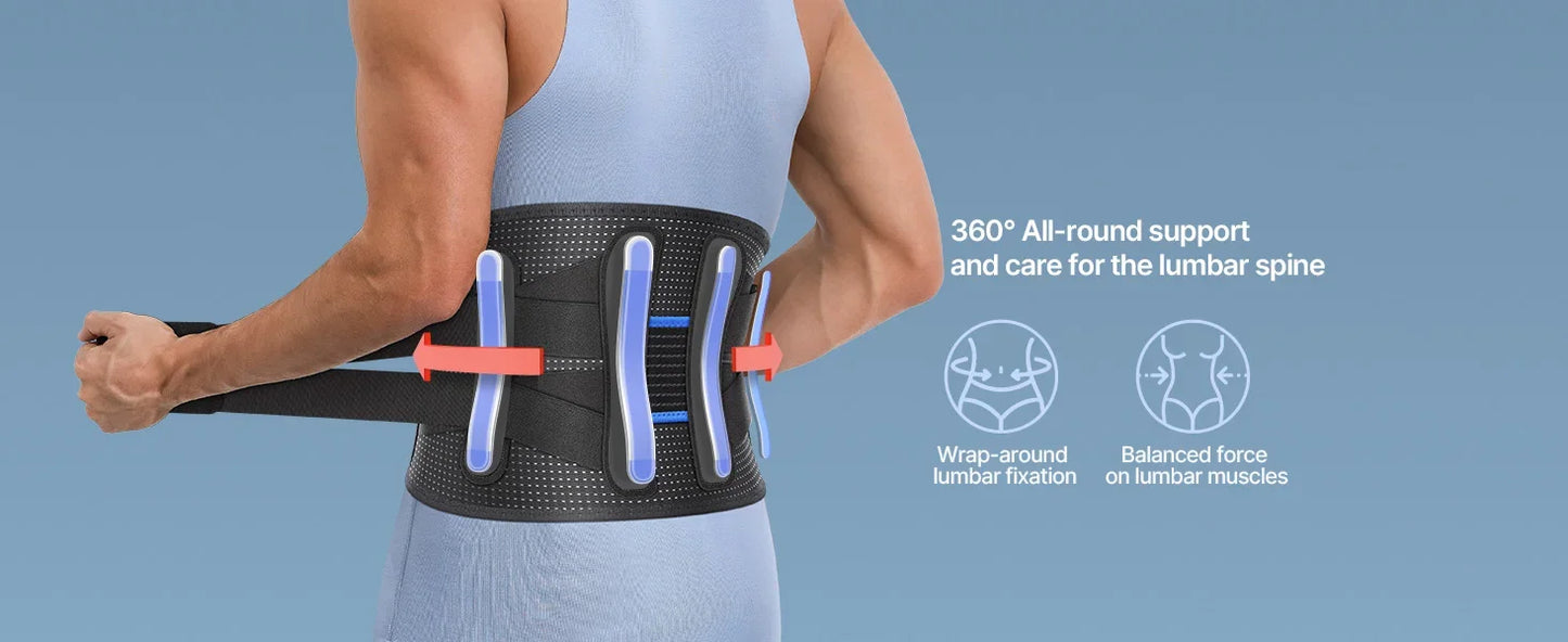 Back Brace For Lower Back Pain,With 4 Metal Supports,Four Elastic Bands,Breathable& Strong Support,Effectively Relieve Your Pain