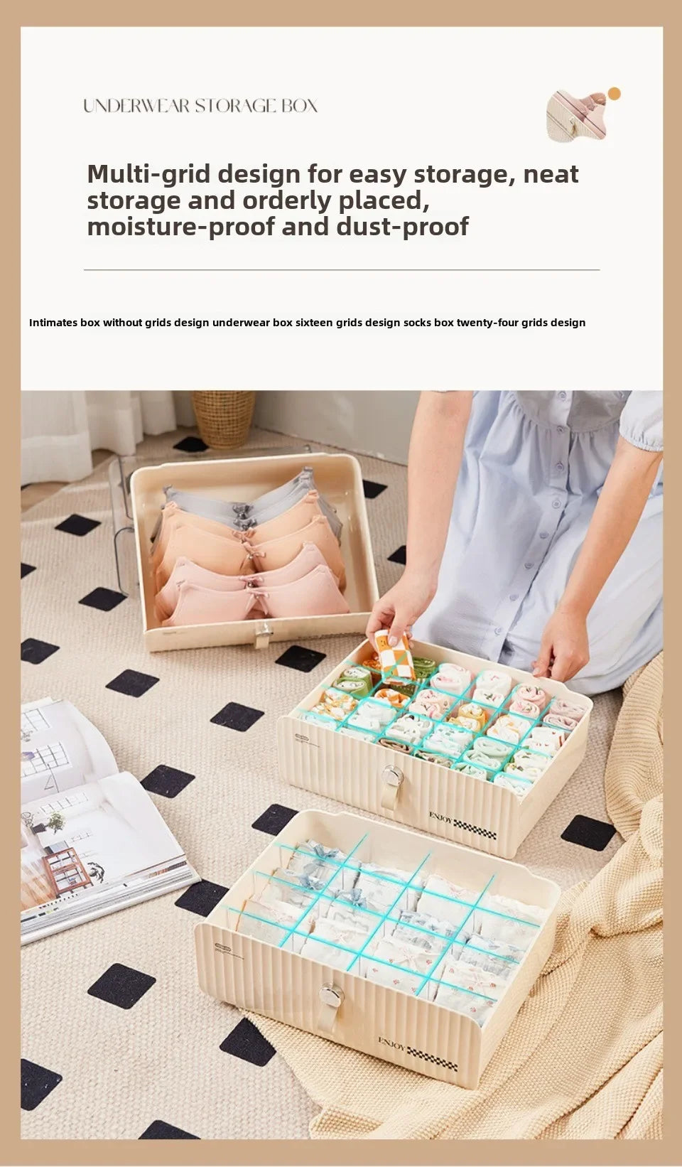 Organizer For Underwear Socks Bra Pants Scarf Tie Storage Box Wardrobe Drawer Organizers Foldable Case For Underwear Organizer