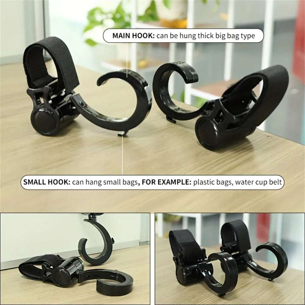 2PCS Pram Hook Baby Stroller Accessories Shopping Prop 360 Degree Rotating Hooks Stroller Hooks For Hanging Out