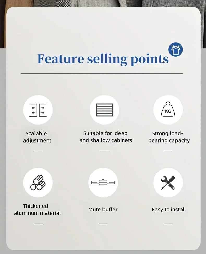 Pull-Out Clothes Storage Rod Adjustable Foldable Metal Hanging Rail for Wardrobes Space-Saving Organizer Drying Racks