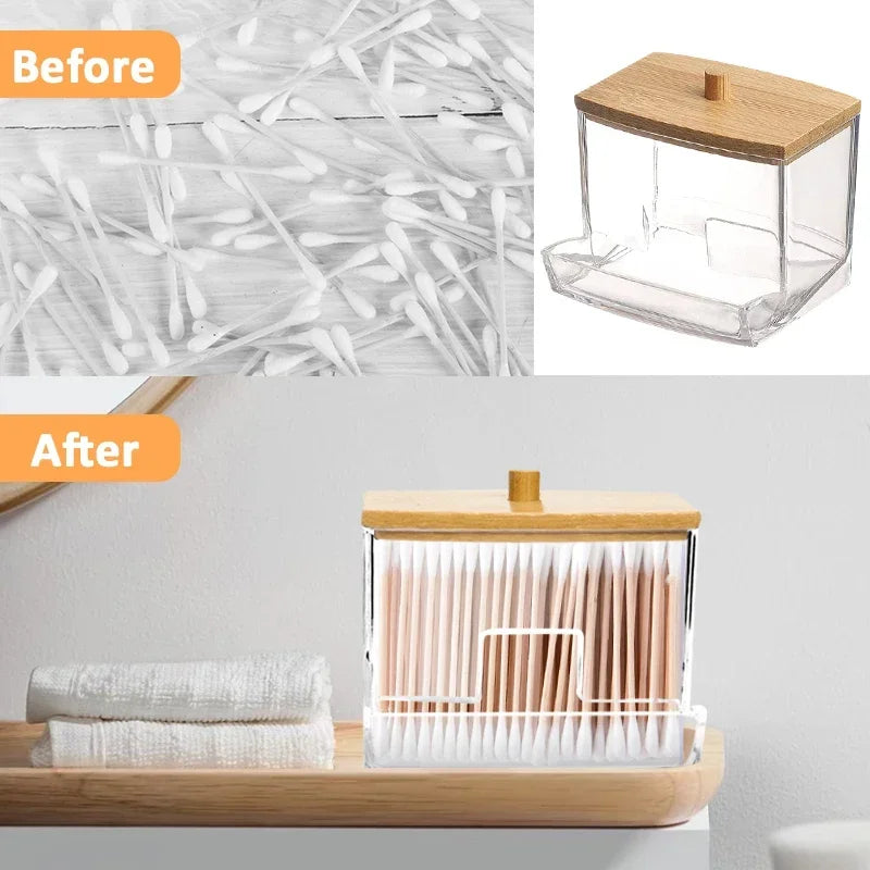 Cotton Swab Storage Box Toothpick Storage Box Makeup Pen Storage Organizers Transparent Dustproof Box Home Organization
