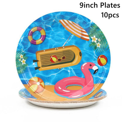 Beach Summer Pool Party Hawaiian luau Party Water Swimming Holiday Vacation Flamingo Party Supplies Birthday Party Decoration