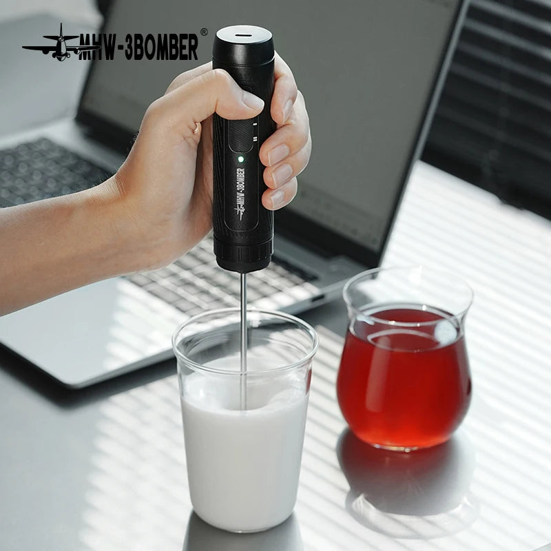 MHW-3BOMBER Official New Electric Milk Frother Handheld Wireless Blender Latte Cream Egg Beater Food Blender