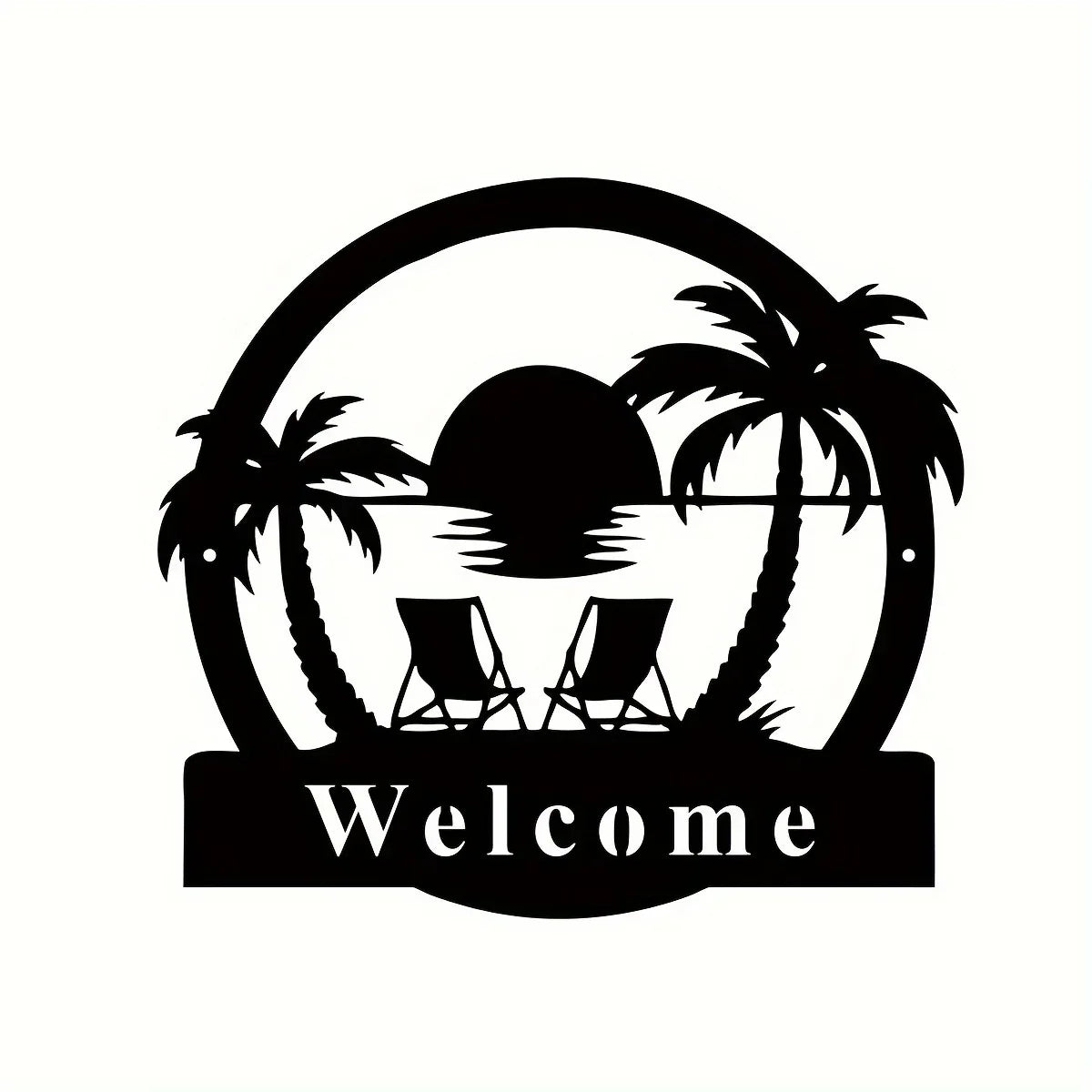Outdoor Palm Trees Metal Sign, Metal Palm Trees Sign, Porch Decor, Family Sign for Front Door Backyard Sign Palm Tree Pool Sign