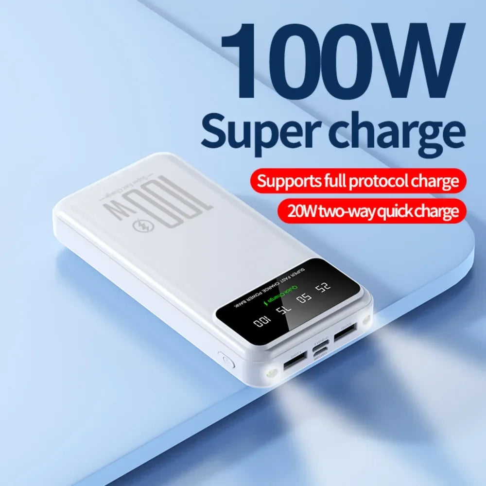 2025 NEW Power Bank 50000mAh High Capacity 100W Fast Charging Portable Charger External Battery Pack Powerbank for IPhone Huawei