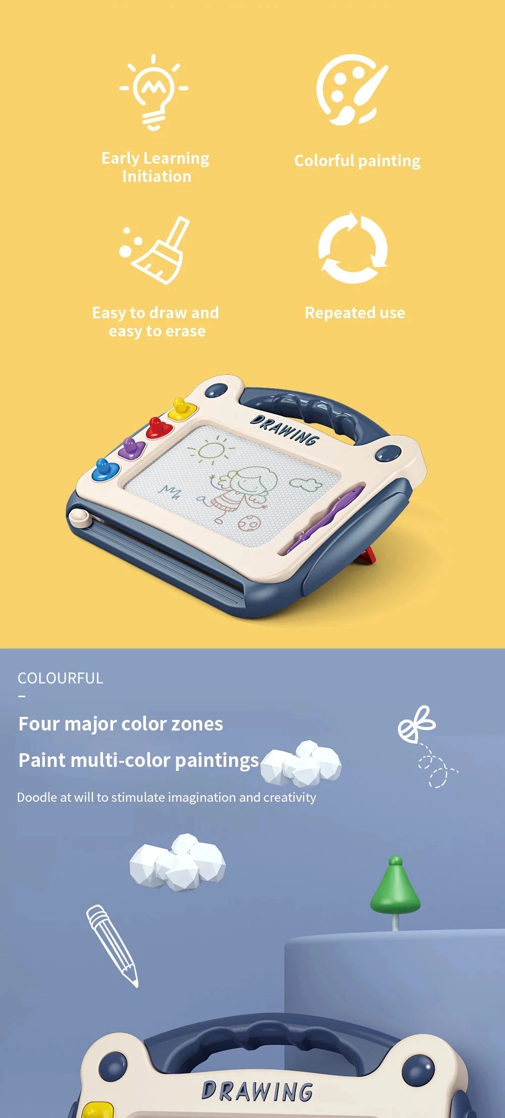 Magnetic Drawing Board Colored Graffiti Magic Eraser Drawing Board Children's Graffiti Board Art Early Education Drawing Toy