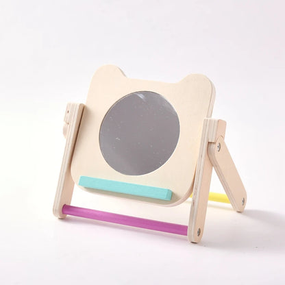 Baby Wooden Montessori Toys Mirror Tummy Time Infant Mirror Black White Contrast Visual Stimulation Sensory Development Toys