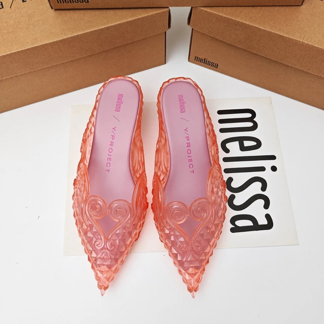 Women Sandals 2025 Spring Melissa Woman Slingback Shoes Fashion Ladies High Heels Elegant Med Heel Pointed Toe Slip on Sandal