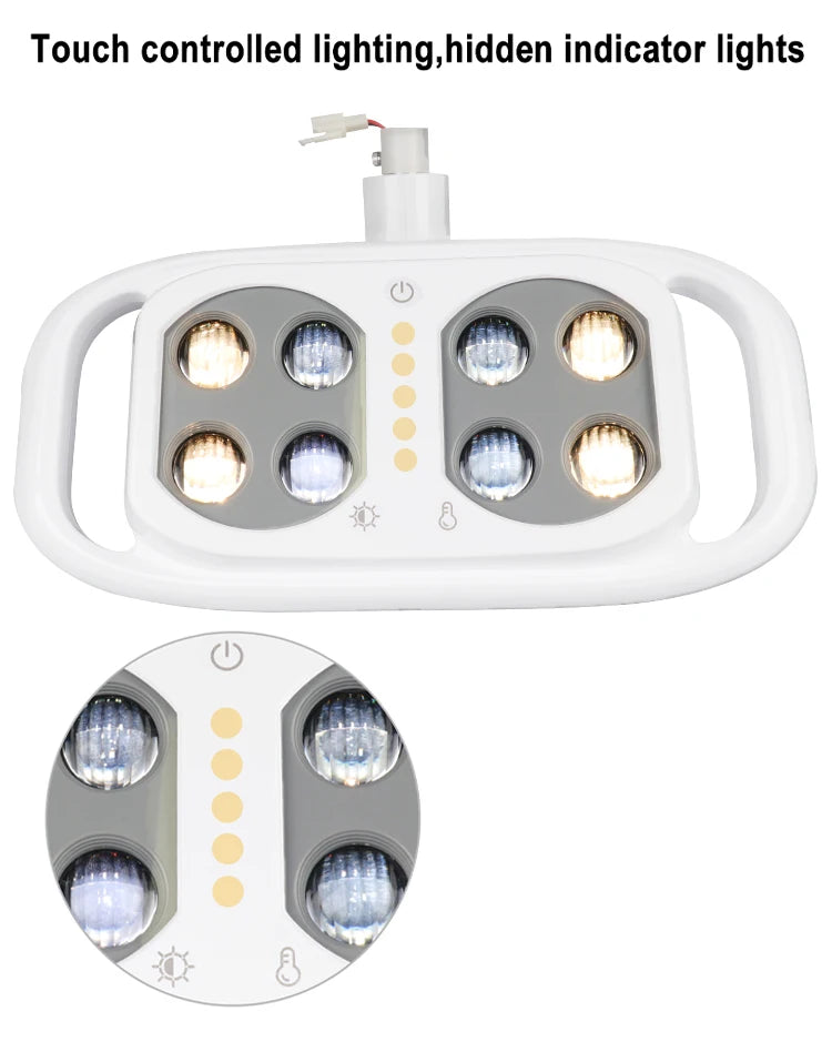 Dental Oral Light 8Bulds LED With Smart Sensor Switch Adjustable Brightness Surgical Lamp Dentistry Induction Yellow White Light