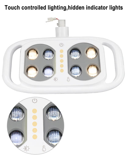 Dental Oral Light 8Bulds LED With Smart Sensor Switch Adjustable Brightness Surgical Lamp Dentistry Induction Yellow White Light