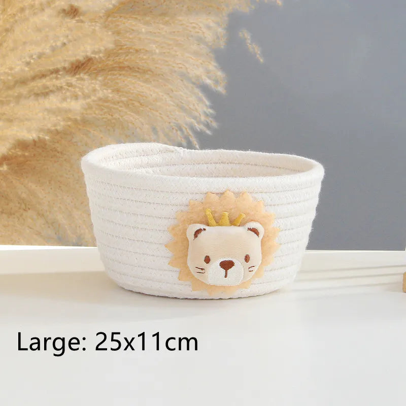 Cartoon Animals Hand Woven Storage Basket Kids Toys Desktop Organizer Sundries Storage Box Laundry Baskets storage box