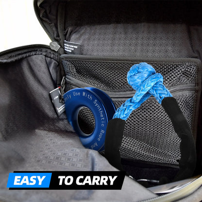 Shatter Resistant Synthetic Soft Shackle Rope Heavy Duty Offroad 4X4 Tow Shackle Strap with Protective Sleeve Recovery Ring