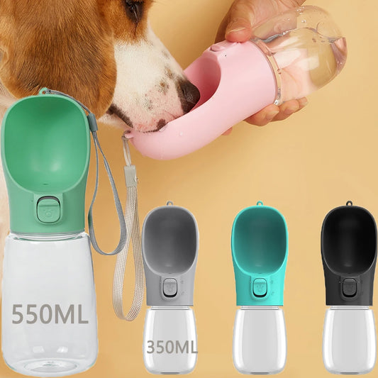 Traveling Dog Water Bottle Portable Drinking Water Bowl Press Bottom Puppy Pet Outside 300-500ML Feeding Bottle with Strip