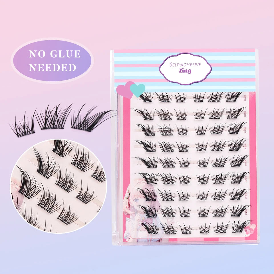 Lashprofessor Glue-Free DIY Self-adhesive False Eyelashes Self-adhesive Reusable DIY Segmented Lashes No-Glue DIY Cluster Lashes