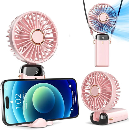 Portable handheld fan with high battery life and infinite speed regulation 90 ° adjustable, rechargeable mini cute small fan