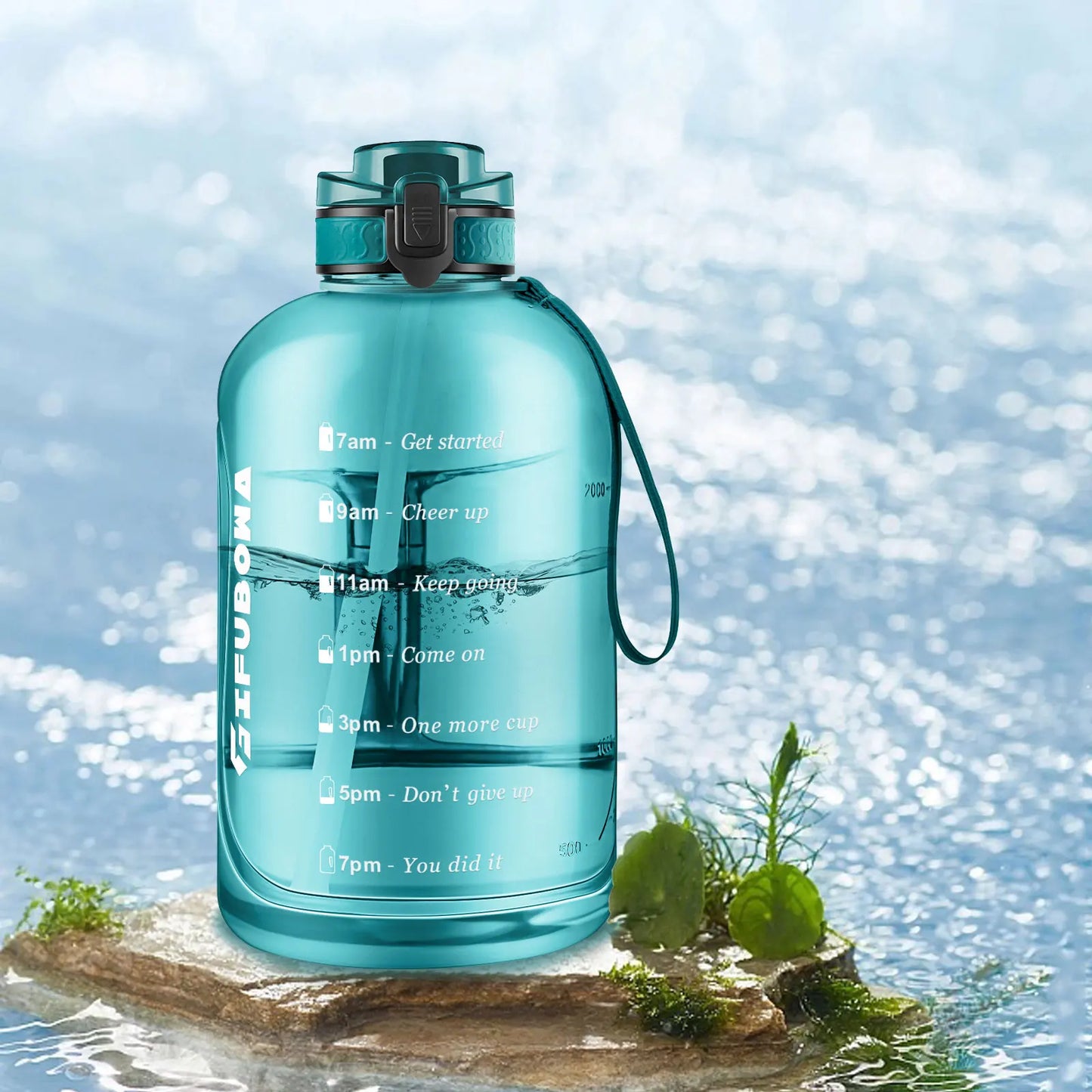 3 Liter Water Bottles with Times to Drink Motivational Straw Sports Big Jug with Handle Leak Proof BPA Free for Men and Women