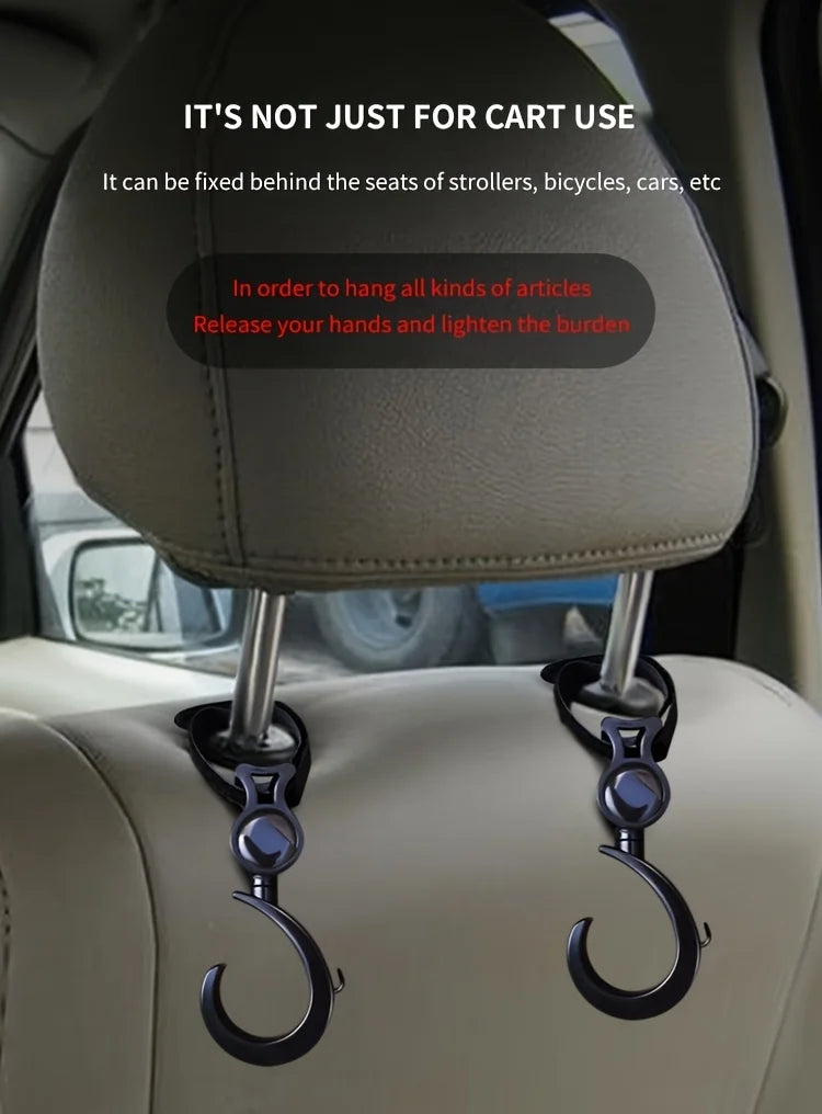 Rotating Stroller Hooks Durable ABS Black  Multi Purpose Shopping Bag Clips for Diaper Essentials Organization Gear Organization