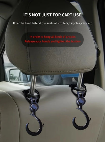 Rotating Stroller Hooks Durable ABS Black  Multi Purpose Shopping Bag Clips for Diaper Essentials Organization Gear Organization