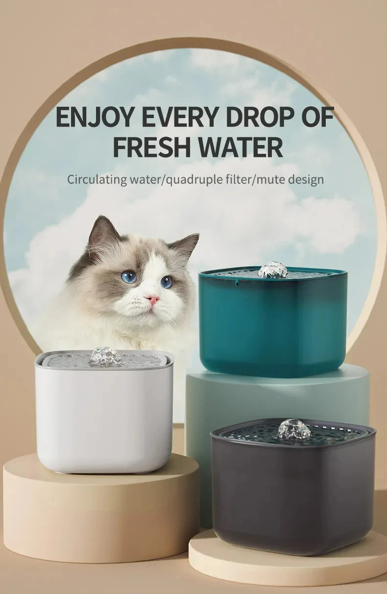 3L Auto Cat Water Fountain with Filter Quiet USB Electric Large Capacity Recirculating Cat Fountain Water Dispenser for Cats