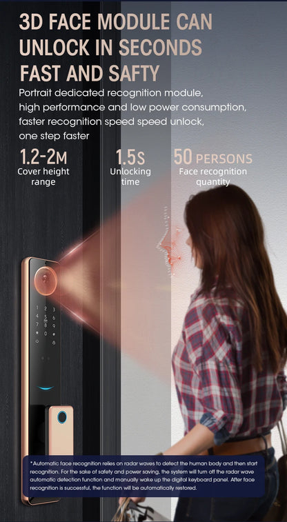 2024 Smart Door Lock  Wifi Smart Fingerprint Digital Safe Door with Camera Lock for Home