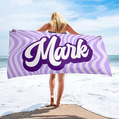 Bohemian Custom Names Beach Towels Stripe Microfiber Towels Absorbent Quick-Drying Soft Yoga Swimming Towels For Men Women Kids