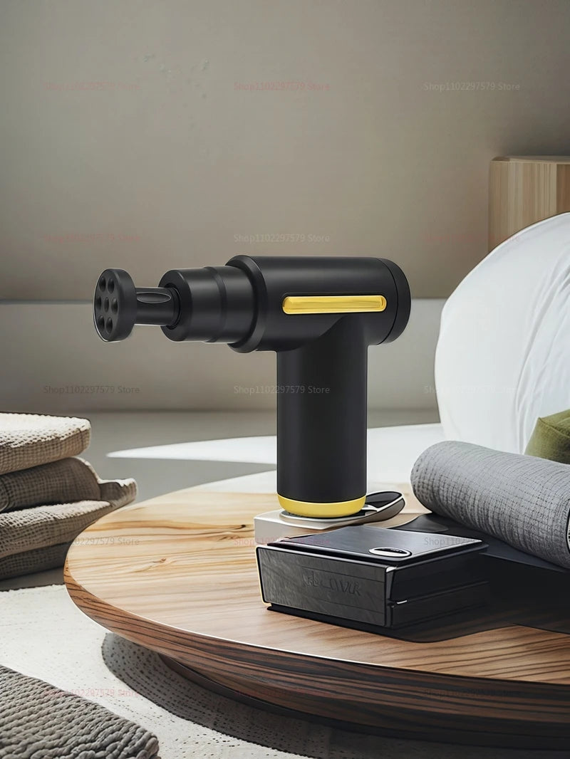 Portable Mini Electric Massager Gun for Body Deep Tissue Muscle Relaxation With LED Touch Screen 4Replaceable Massage Head