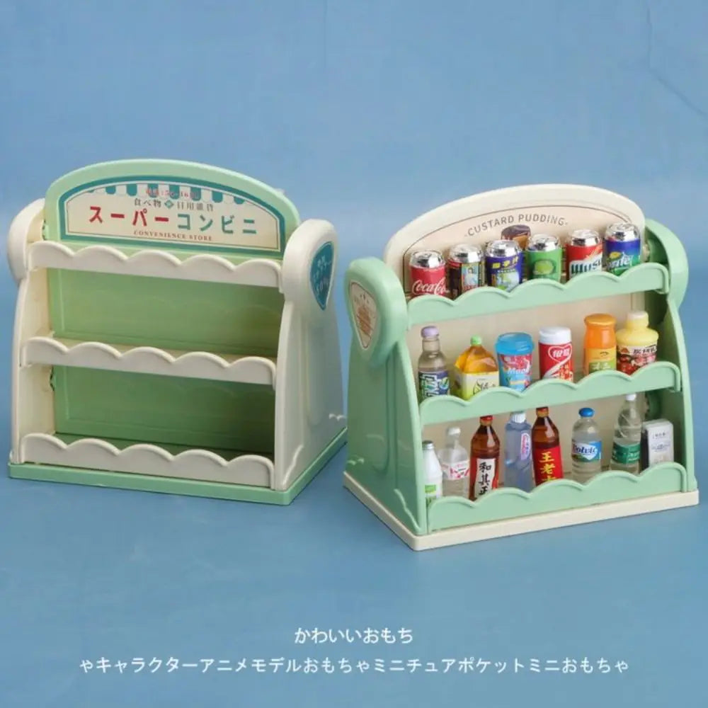 1:12 Miniature Furniture Shopping Cart Refrigerator Kitchen Shelve Mini Drink Dessert Food Dollhouse Kitchen Toy Model Gift