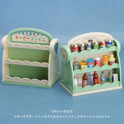 1:12 Miniature Furniture Shopping Cart Refrigerator Kitchen Shelve Mini Drink Dessert Food Dollhouse Kitchen Toy Model Gift