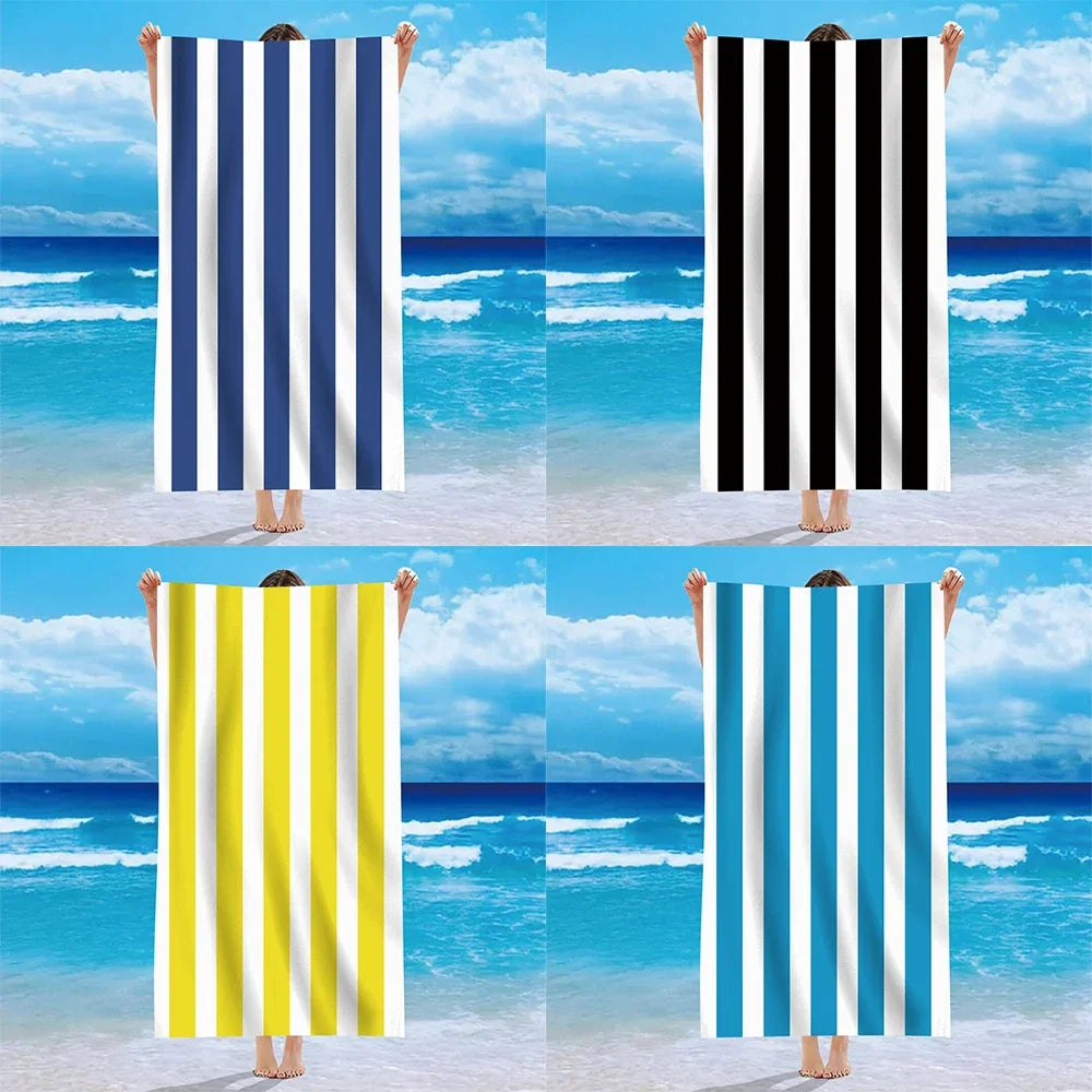 Beach in Style! Multicolor Striped Beach Towels for Sun-soaked Adventures Suitable for towels, bath towels, beach towels