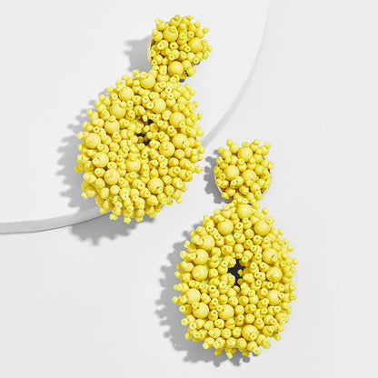 Bohemian Black Beaded Earrings Handmade Beads Drop Dangle Earrings For Women Statement Earrings Big Jewelry Brincos Accessories