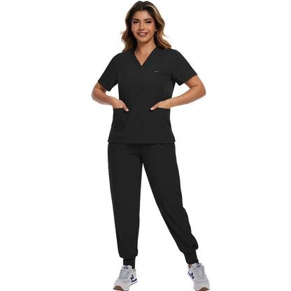 Surgical Scrubs Unisex - Quick-Dry Dental Clinic & ER Workwear Split Set W/Short Sleeve & Anti-Microbial 6 Pockets