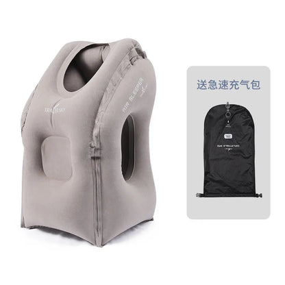 Inflatable Travel Pillow Travel Accessories For Long Haul Flights,Cars,Buses,Trains,Office Napping Sleeping Gray