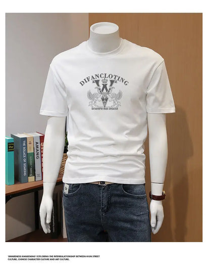 Men's T-shirts, Summer Round Neck Printed Trendy Men's Casual Versatile Short Sleeve Tops