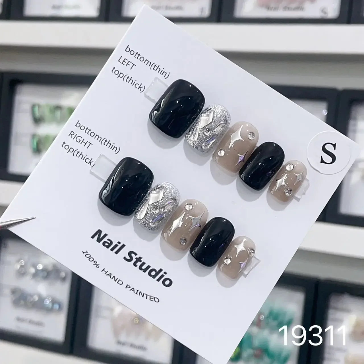 10Pcs Short Press On Nails y2k Star Rhinestone Design Handmade Press On nails Luxury With Design Full Cover Removable Fake Nails