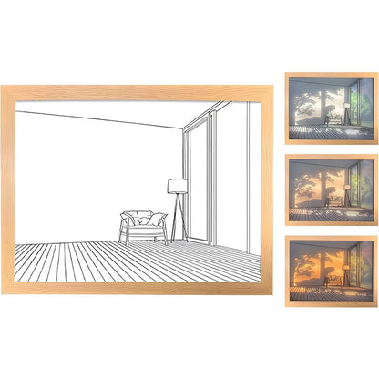 Decorative Led Light Painting USB Plug Dimming Wall Artwork Table Lamp Gift Indoor Sunlight Window Wooden Photo Night Luminous
